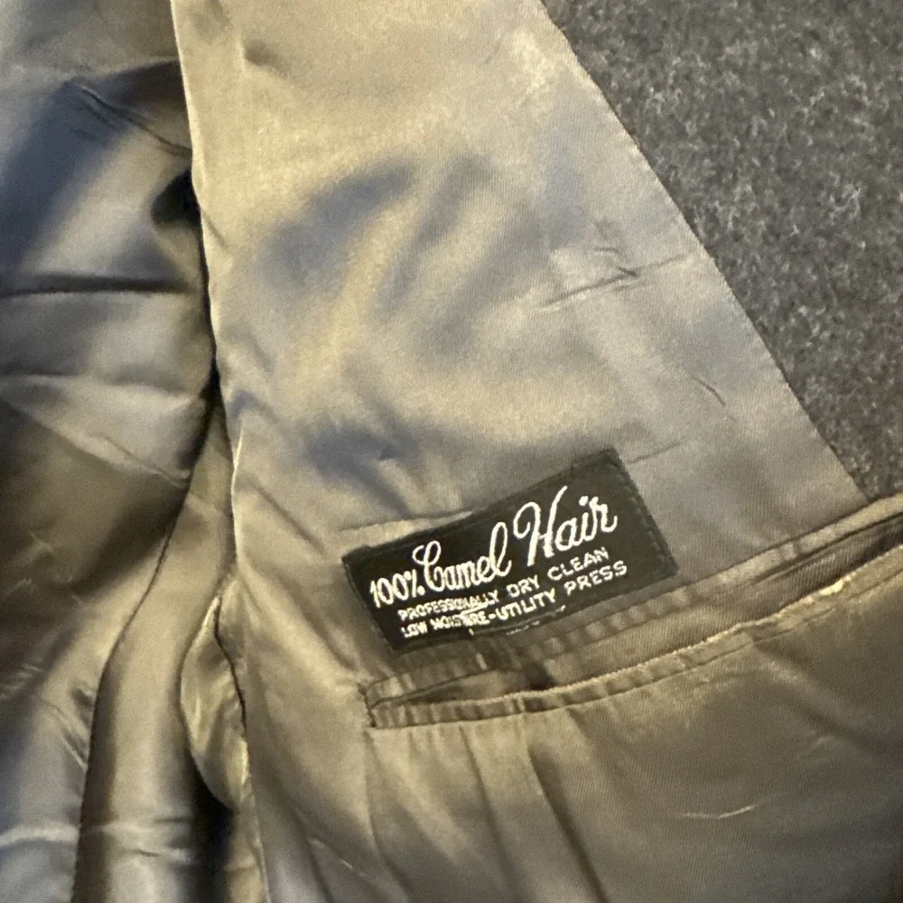 Hart Schaffner Marx Camel Hair Blazer Sport Coat Mens 46 Grey 2 Button Vented